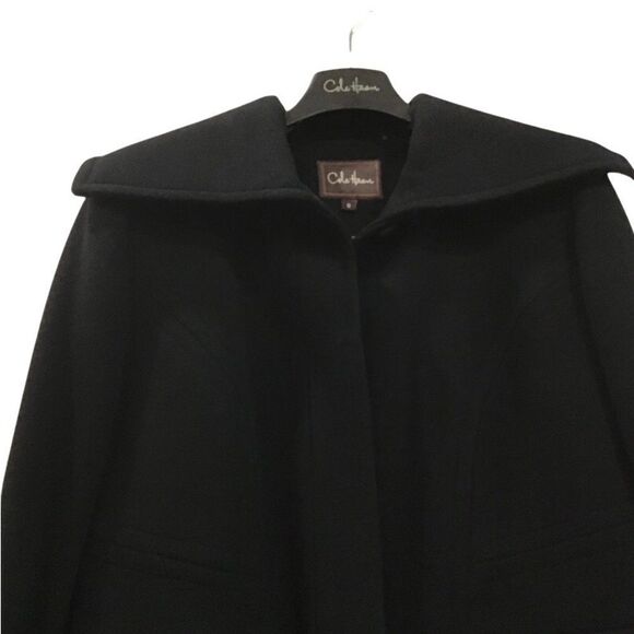 COLE HAAN Wool Cashmere Coat, Black, Size 10 - Picture 4 of 16